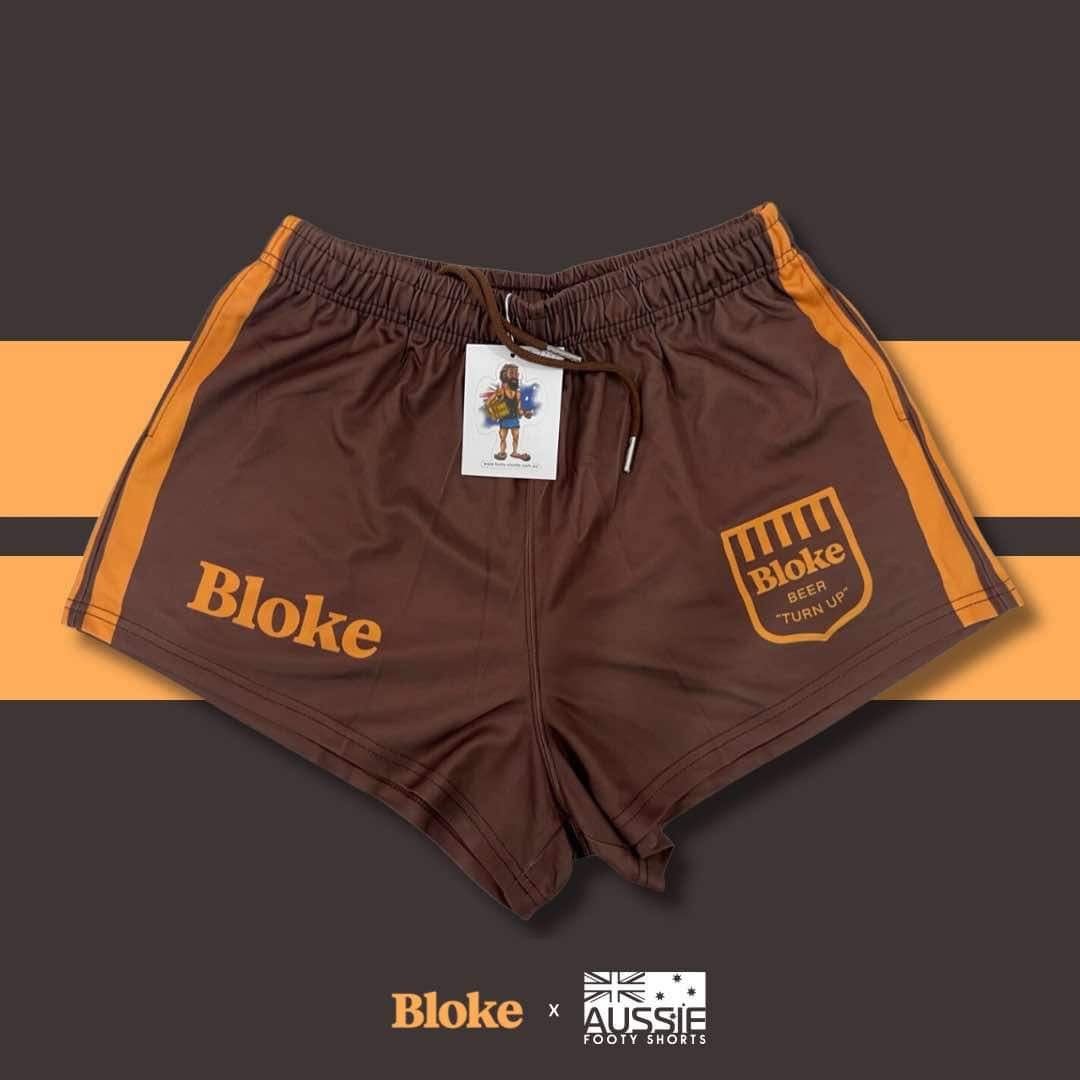 BLOKE - Brown & Orange - Footy Shorts (With Pockets)