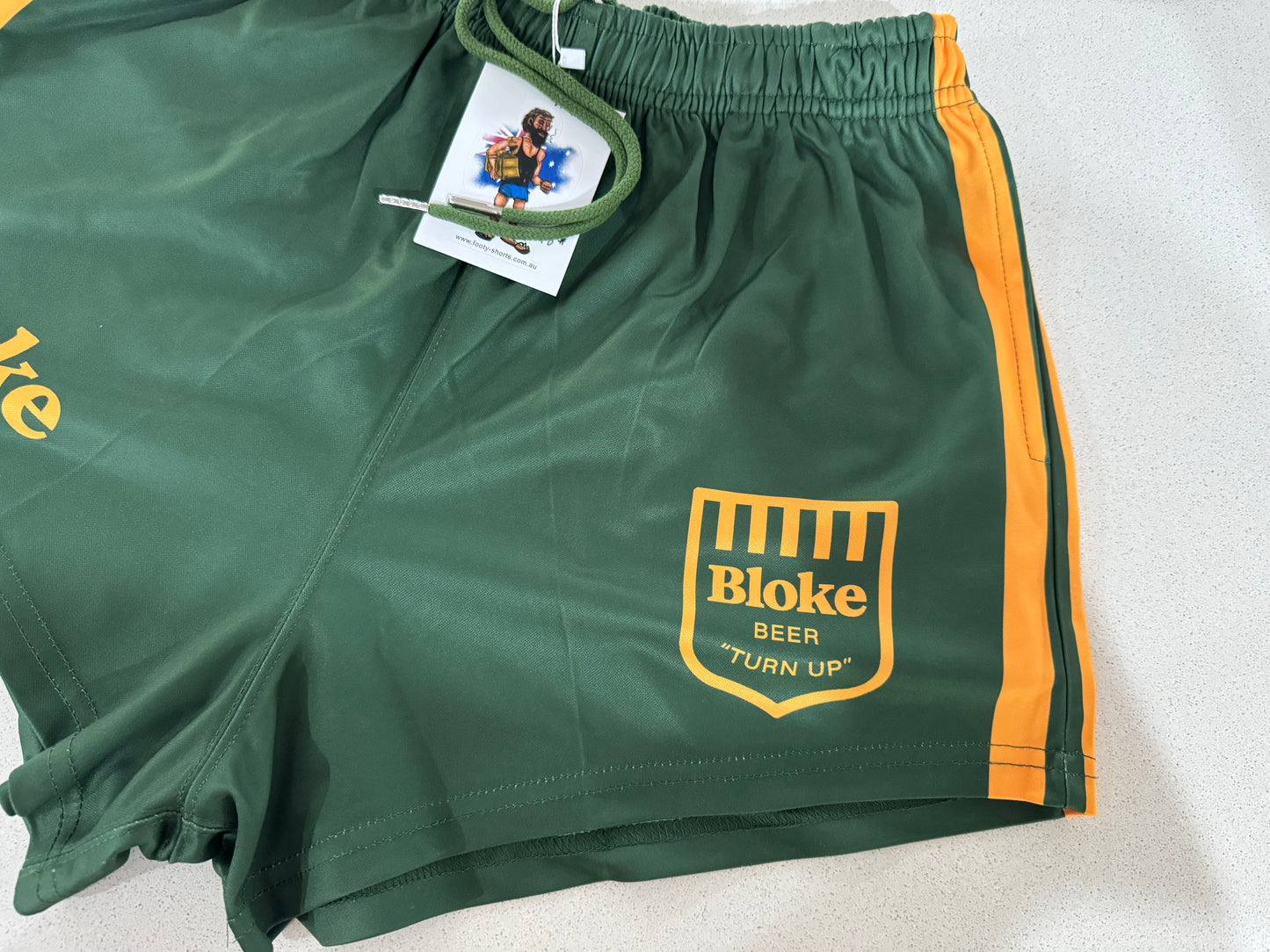 BLOKE - Green and Gold - Footy Shorts (With Pockets)