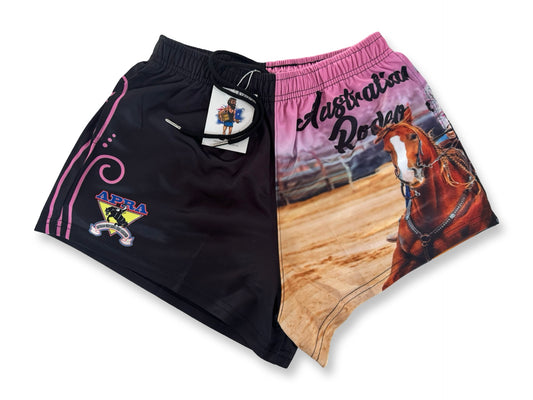 APRA- Pink Horse - Footy Shorts (With Pockets)