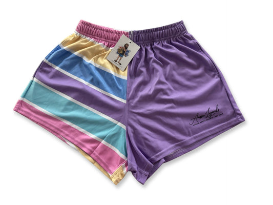 🔥NEW🔥 Light Pastel Purple Stripe Footy Shorts (With Pockets)