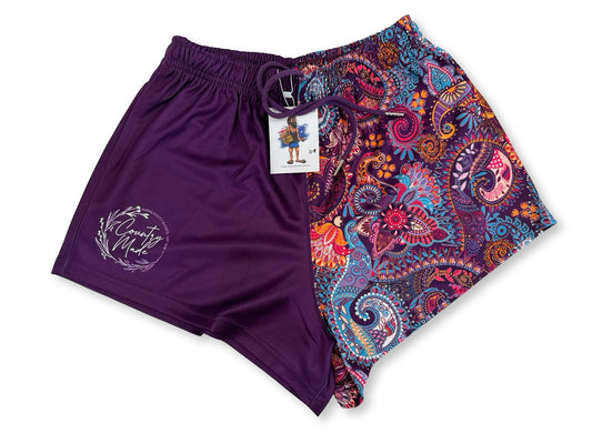 🔥NEW🔥 Purple Paisley Footy Shorts (With Pockets)