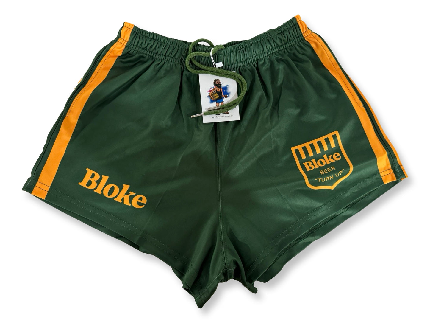 BLOKE - Green and Gold - Footy Shorts (With Pockets)