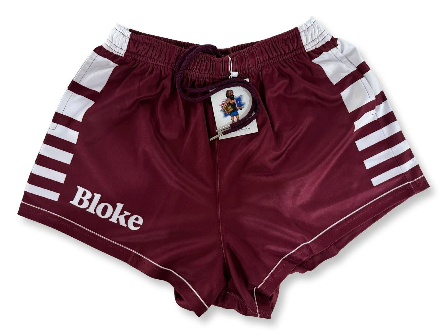 BLOKE - Maroon - Footy Shorts (With Pockets)