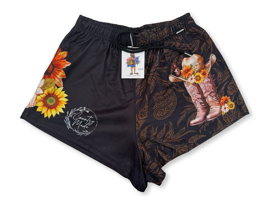 Cowgirl Wild Flower Footy Shorts (With Pockets)