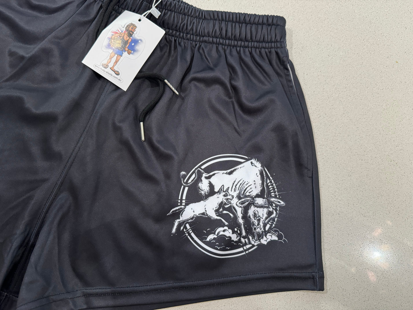 🔥NEW🔥 Cattle Dog Black Footy Shorts (With Pockets)