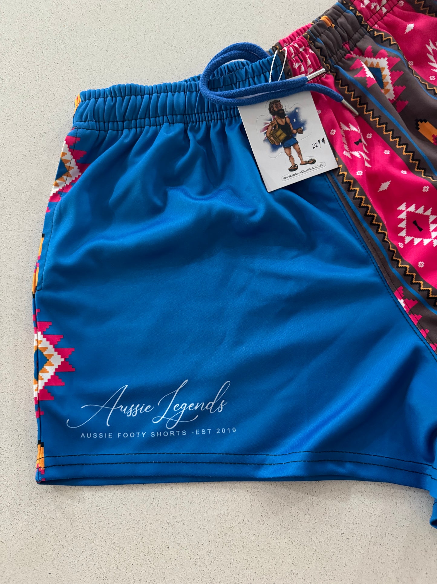 🔥NEW🔥 Tribal Print Blue Footy Shorts (With Pockets)