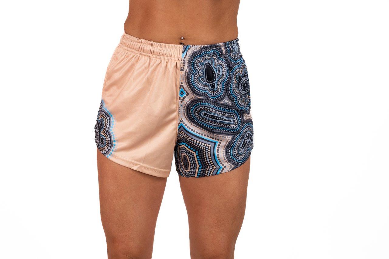 🔥NEW🔥 Indigenous Dot Art- Footy Shorts Light Yellow (With Pockets)