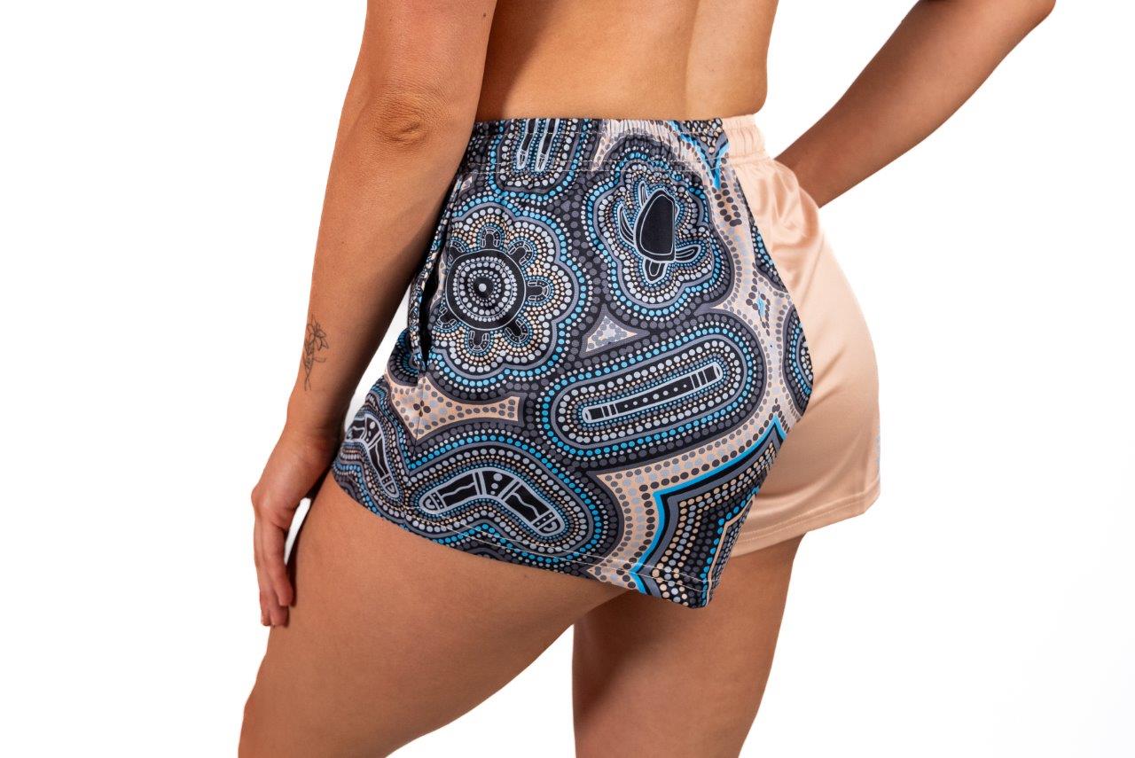 🔥NEW🔥 Indigenous Dot Art- Footy Shorts Light Yellow (With Pockets)