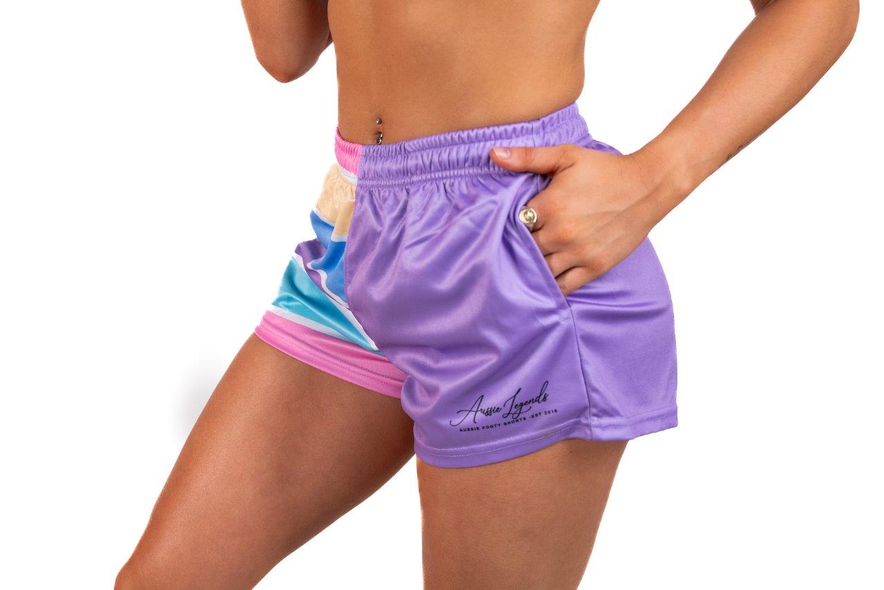 🔥NEW🔥 Light Pastel Purple Stripe Footy Shorts (With Pockets)