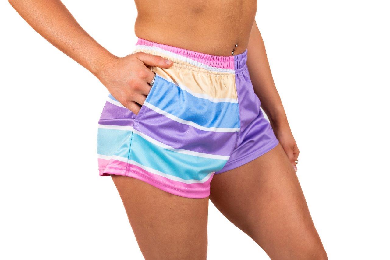 🔥NEW🔥 Light Pastel Purple Stripe Footy Shorts (With Pockets)