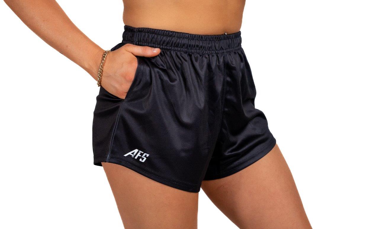 Plain Black - Footy Shorts (With Pockets)