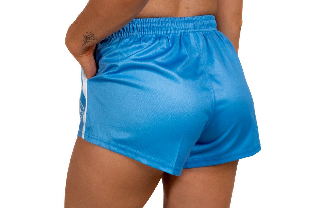 Country Made- Light Blue and White Footy Shorts (With Pockets)