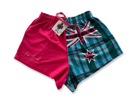 🔥NEW🔥 Ladies Pink Aus Flag Footy Shorts (With Pockets)