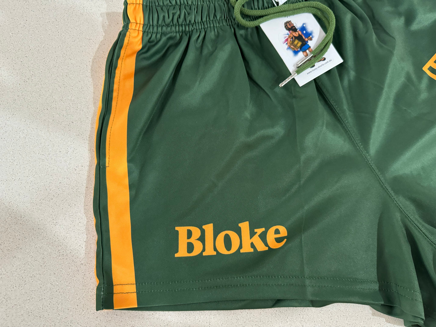 BLOKE - Green and Gold - Footy Shorts (With Pockets)