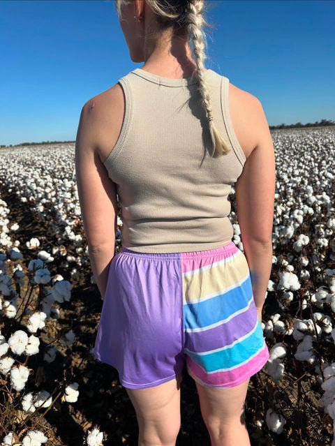 🔥NEW🔥 Light Pastel Purple Stripe Footy Shorts (With Pockets)