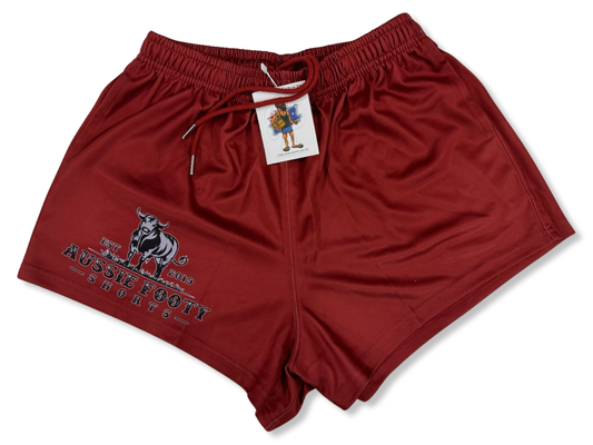 Maroon- Footy Shorts (With Pockets)