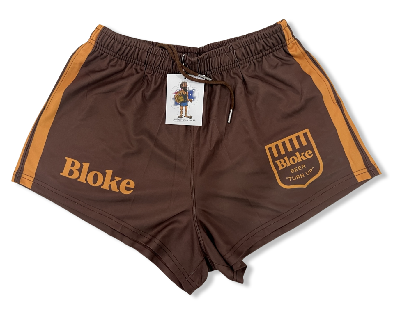 BLOKE - Brown & Orange - Footy Shorts (With Pockets)