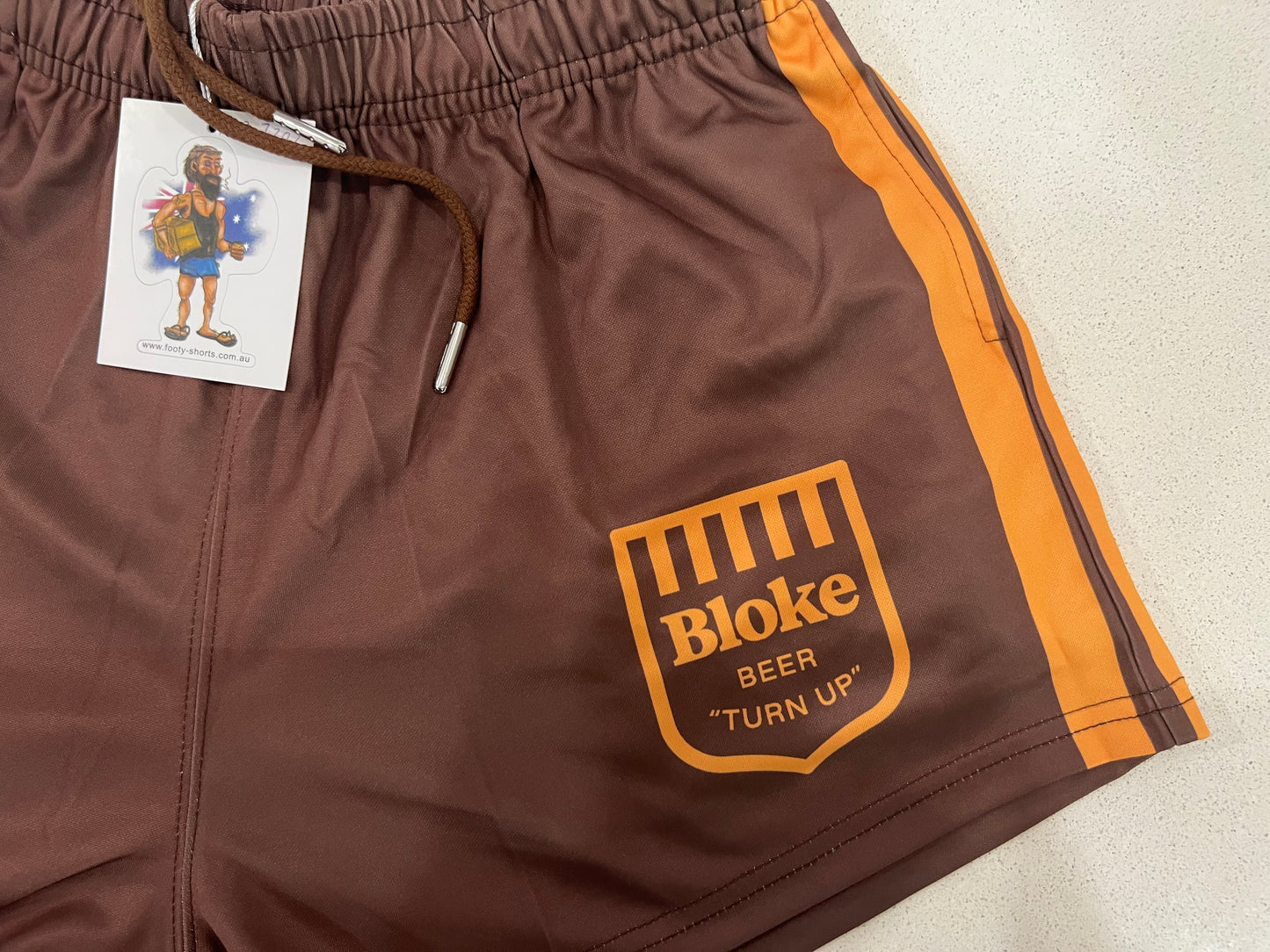 BLOKE - Brown & Orange - Footy Shorts (With Pockets)