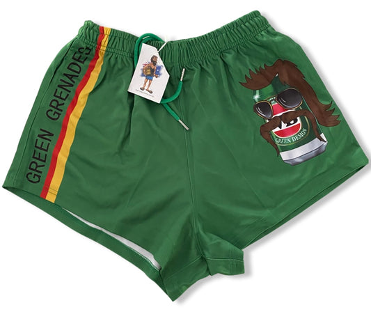 "GREEN GRENADES" Footy Shorts (With Pockets)